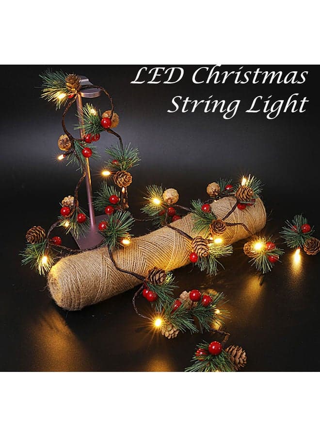 LED Pine Cones Jingle Bell String Light Batterys Operated Multicolour