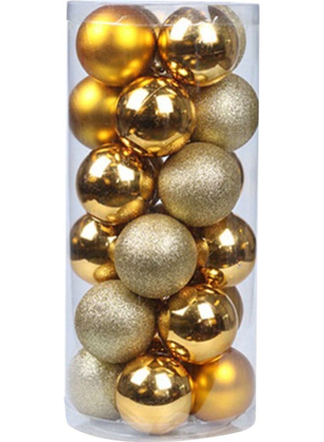 24-Piece Christmas Tree Hanging Ball Ornament With Lanyard Set Gold