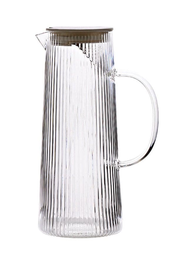 Nordic Style Striped Glass Jug Clear/Brown 9.5x9.5x25cm