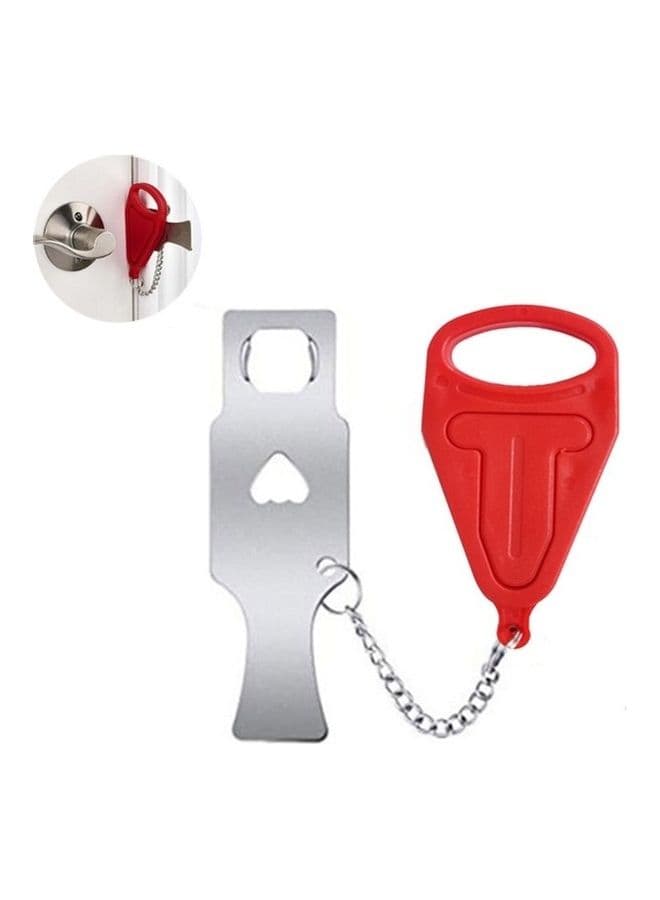 Portable Security Anti-Theft Door Lock Red/Silver