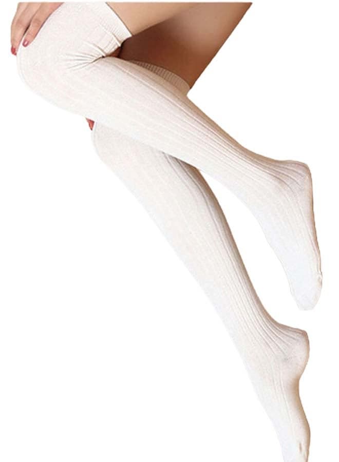 Slim Cozy Knee High Socks White