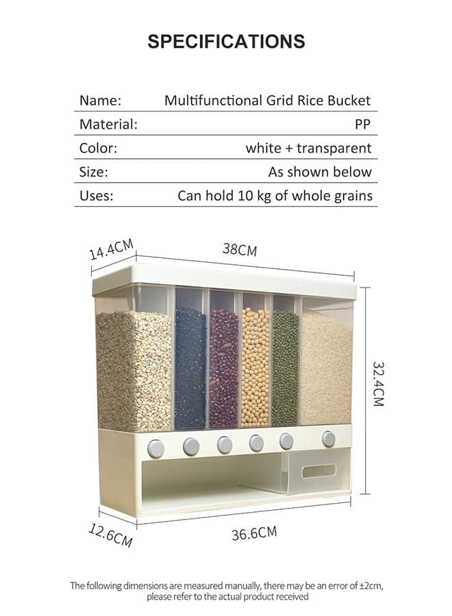 Multifunctional Grid Grain Storage Bucket White