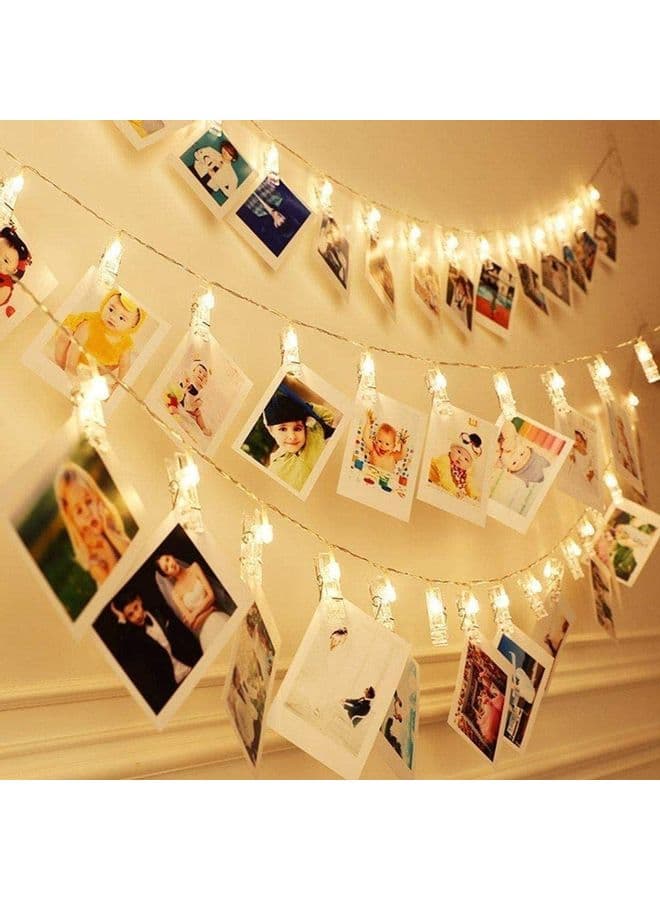 20-LED Curtain Clip String Wall Light White
