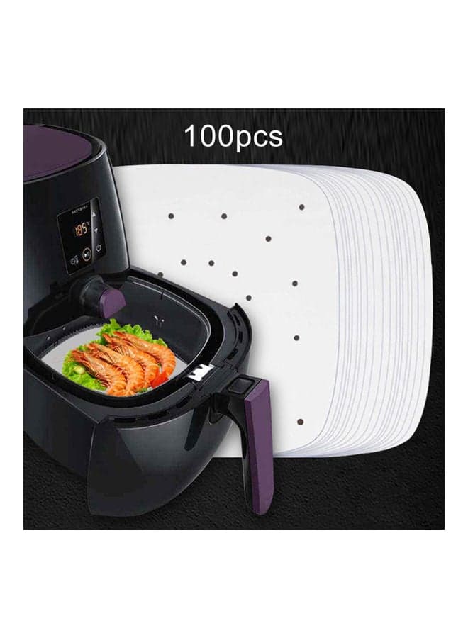 100-Piece Perforated Square Non-stick Air Frying Paper White 6.5inch