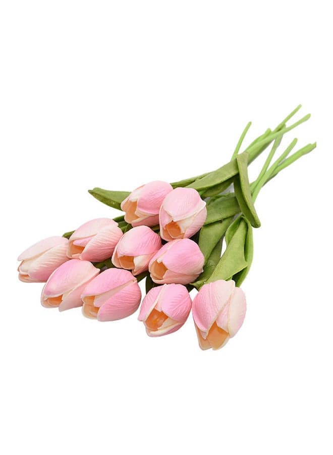 10-Piece Tulip Artificial Flower Pink/Green