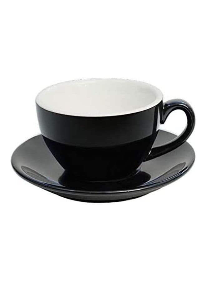 Ceramic Coffee Cup And Saucer Set Black/White