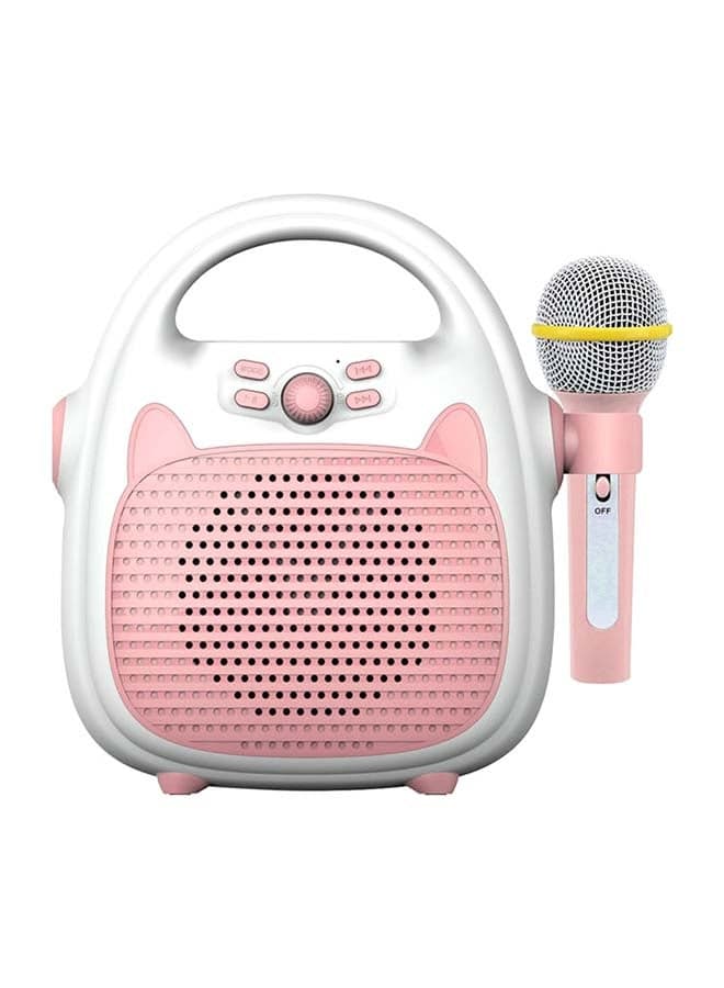 Rechargeable Portable Karaoke Speaker With Microphone I7795P-A Pink/White
