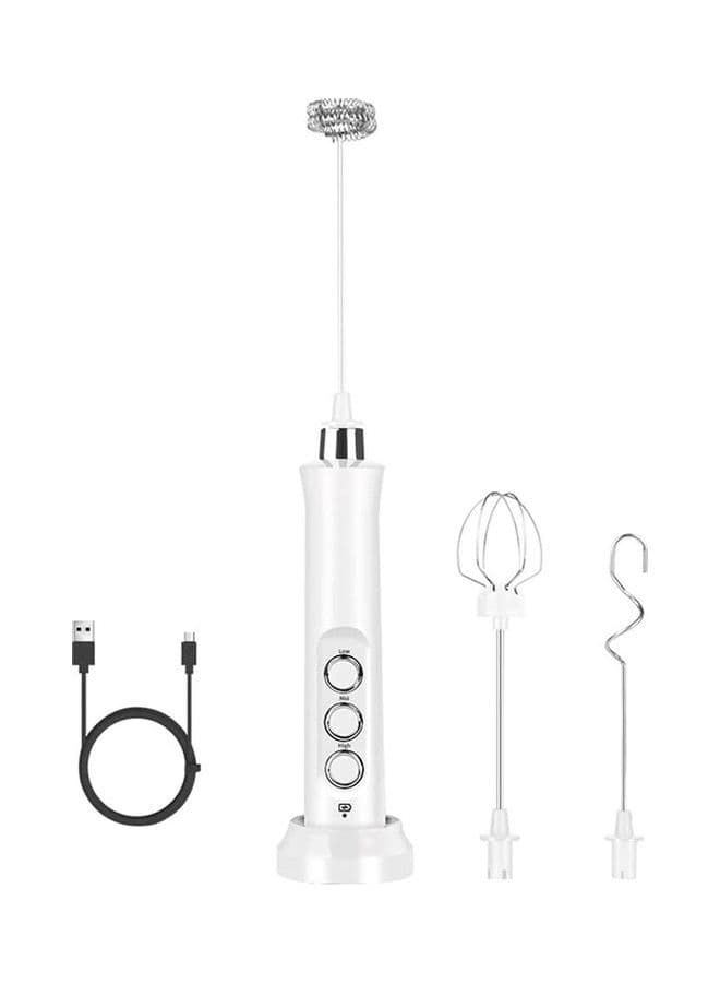 Handheld Electric Foam Maker And Whisk Set White/Silver