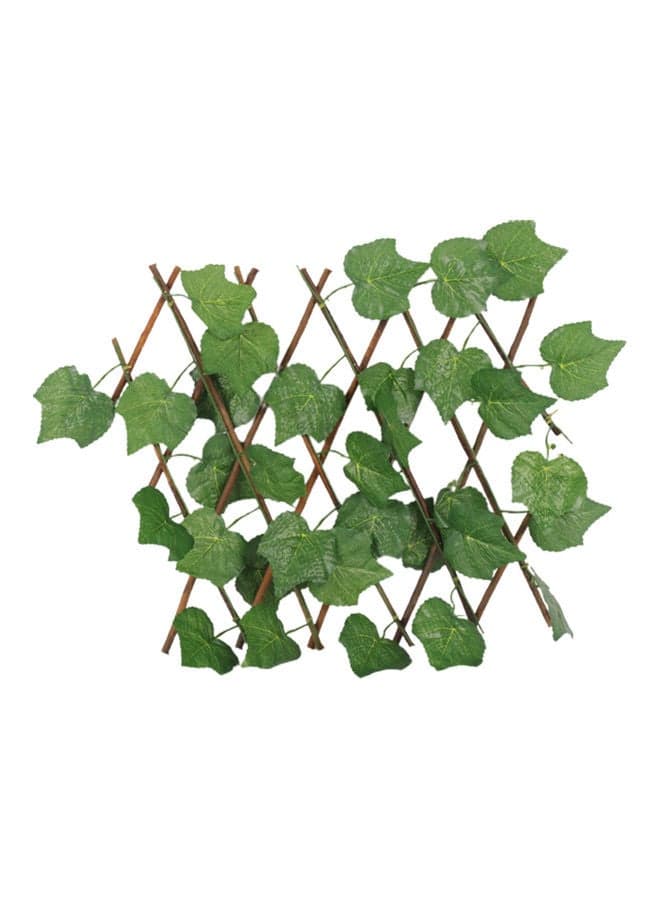 Artificial Plant Fence Expandable with Wooden Simulation Barrier Green