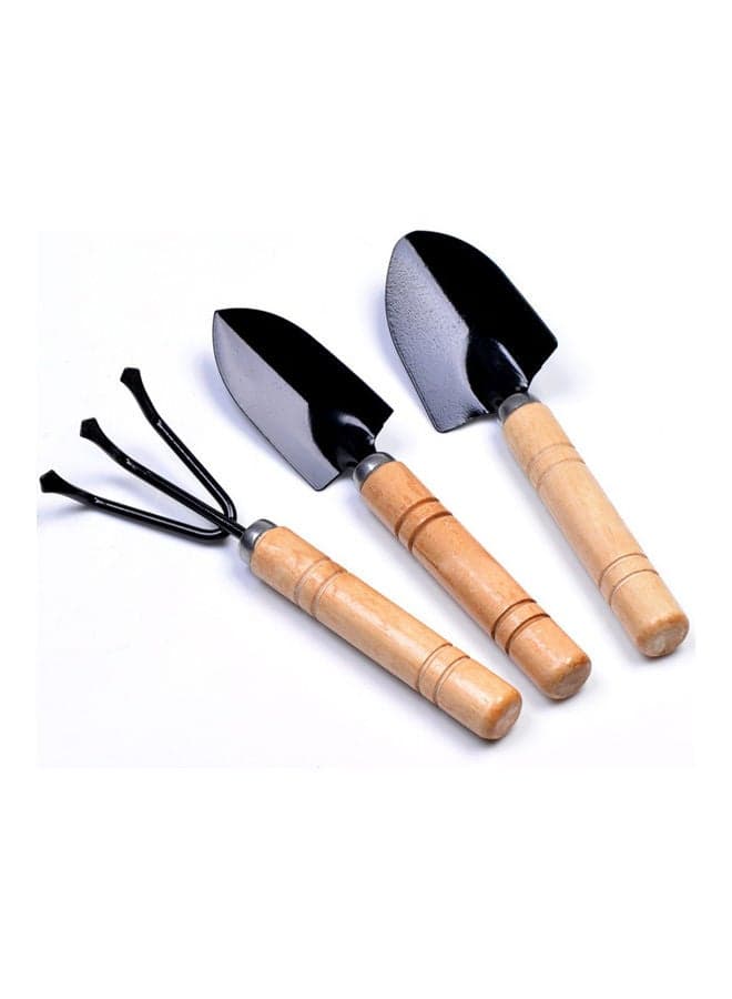 3-Piece Mini Plant Gardening Tools Set Black/Beige