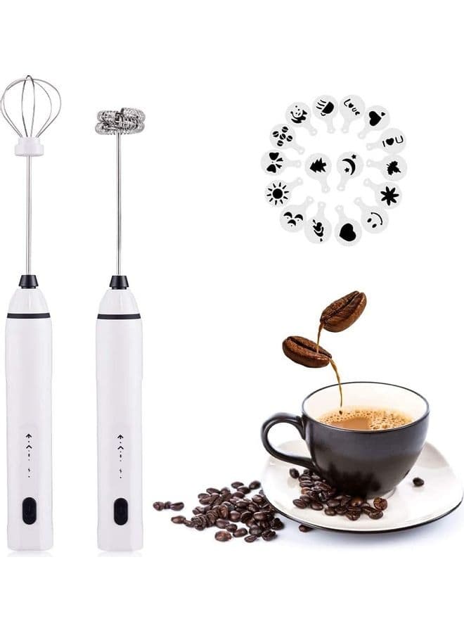 Electric Milk Frother Maker And Whisk Set White/Silver/Black