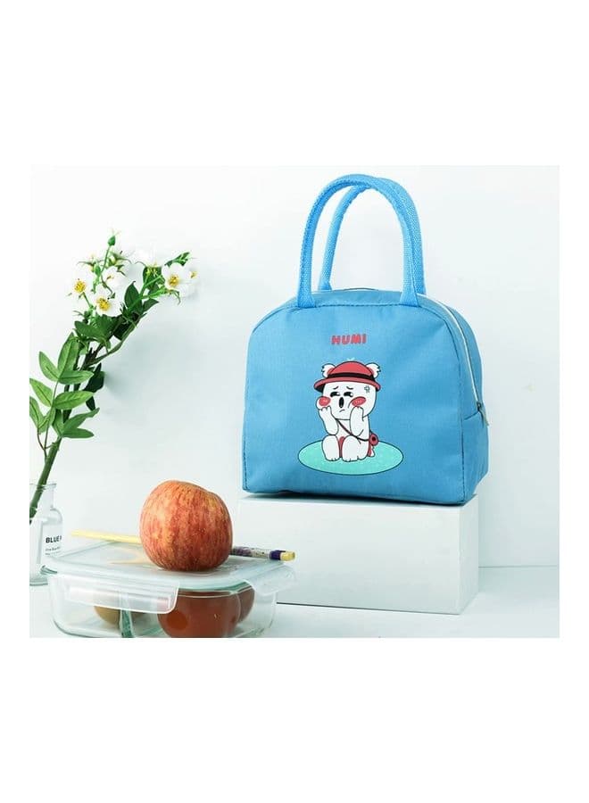 Sad Expression Koala Pattern Insulated Lunch Bag Blue 20.5x18x15cm