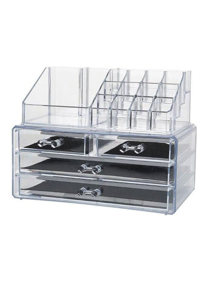 Makeup Organizer Large Capacity Cosmetic Storage Box Clear/Black