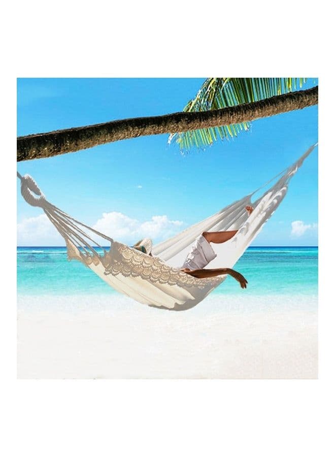 Canvas Fabric Hammocks Striped Ultralight Outdoor Beach Swing Bed White