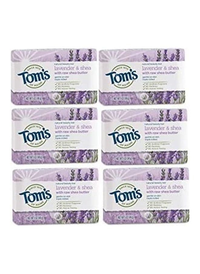 Pack Of 6 Lavender And Shea Beauty Soap Bar Clear