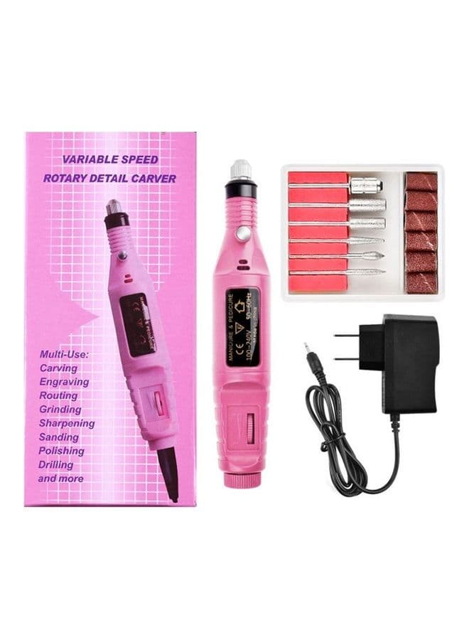 Portable Manicure Electric Nail Drill Machine Kit Pink
