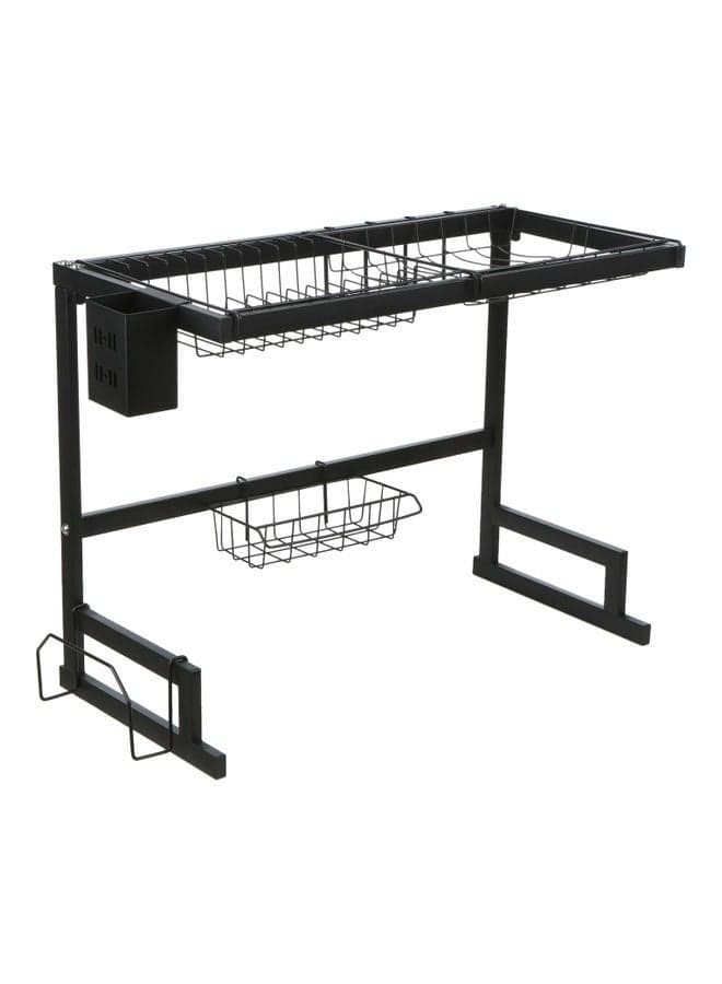 Stainless Steel Over Sink Dish Drying Rack Black 67x10x35cm