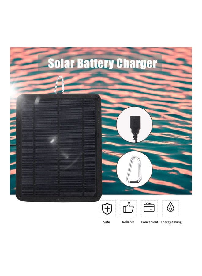 6V Solar Panel Monocrystalline Silicon Cell with USB Port Black