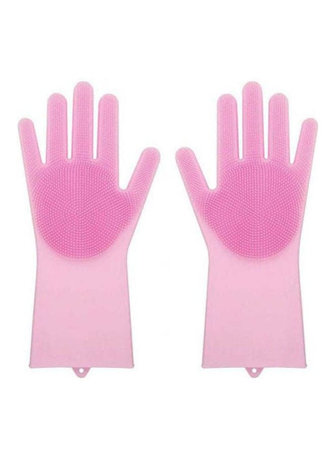 Upgraded Magic Reusable Silicone Gloves With Wash Scrubber Heat Resistant For Cleaning, Household, Washing The Car, Washing Pets Multicolour