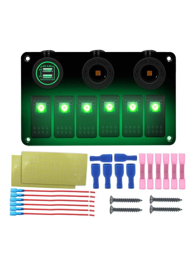 6-Gang Toggle Rocker Switch Panel