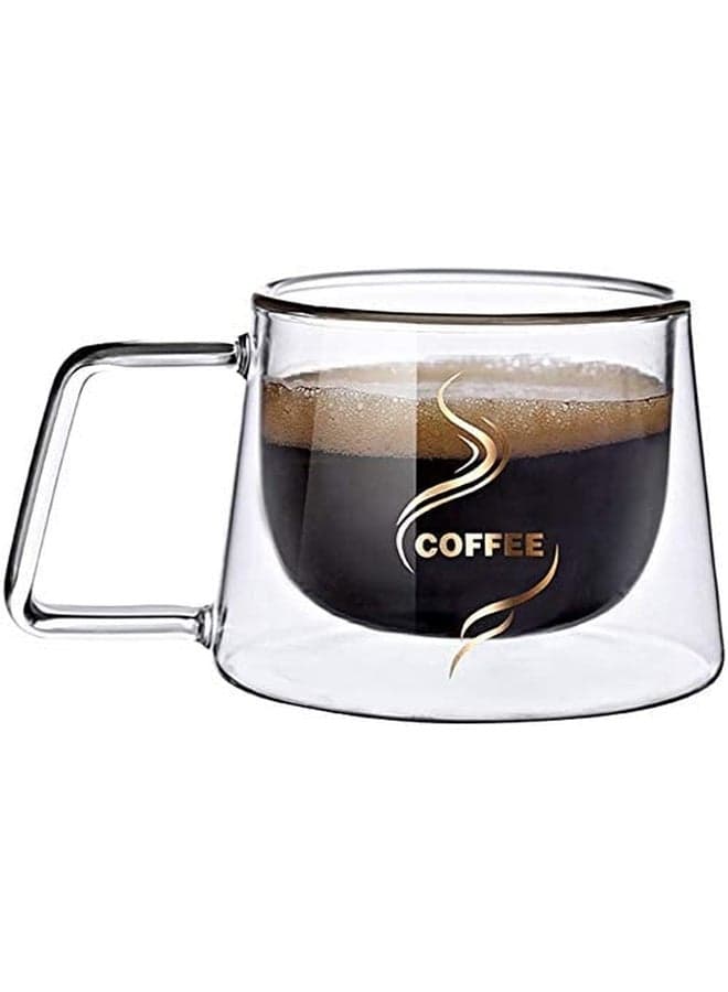 Double Wall Borosilicate Glass Coffee Mug Clear 9cm