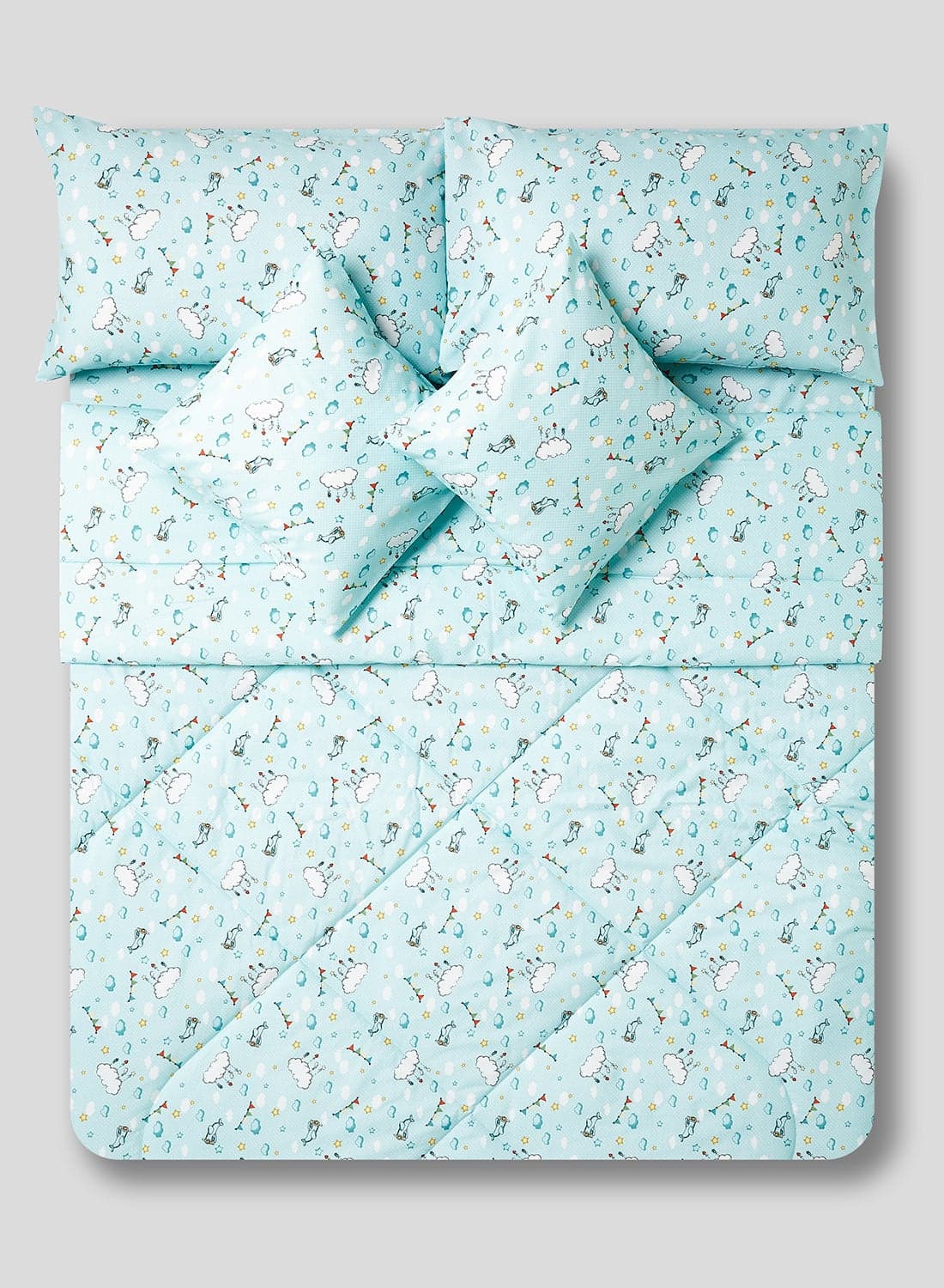 6-Piece King Size Comforter Set Cotton Blue/White