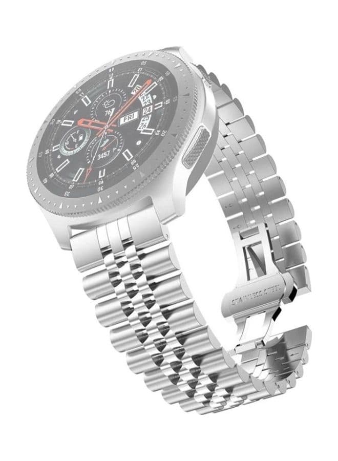 Steel Replacement Strap Watchband 20mm For Samsung Galaxy Watch 3 41mm Five Beads Silver