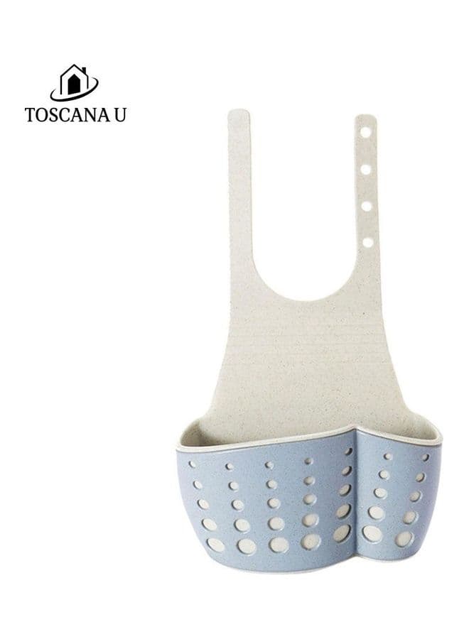 Kitchen Sink Drain Basket And Holder Blue/White 16x8x21.5cm