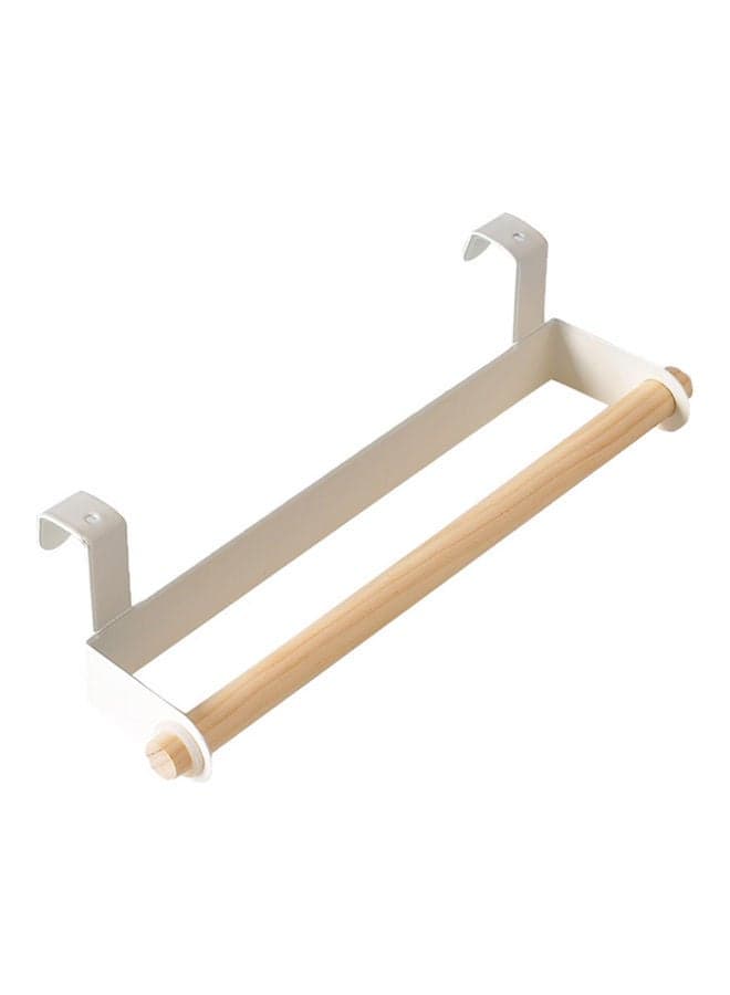 Wood Bath Towel Rack Bathroom Shelves Hang on Inside or Outside of Doors Holder White/Brown 26.00 x 6.00 x 6.50cm