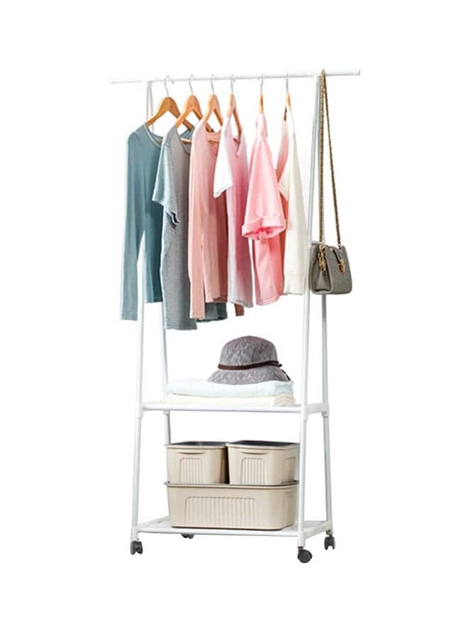 Multi-Function Triangle Coat Rack With Wheels White