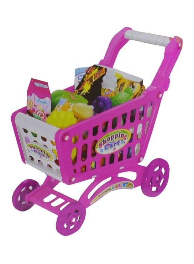 56-Piece Mini Shopping Cart With Full Grocery Toy Playset