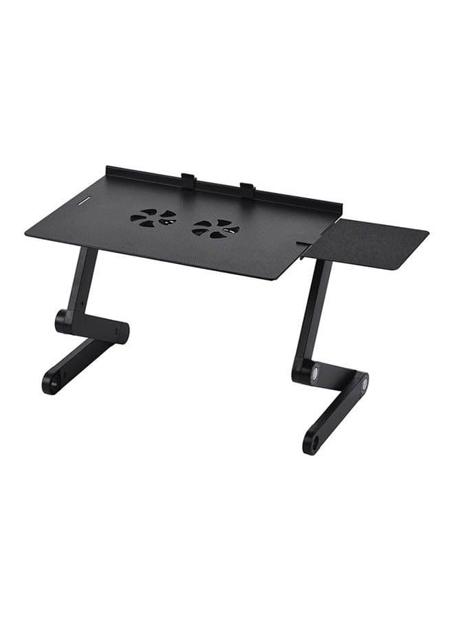 Foldable Laptop Table Stand Vented Computer Desk Bed Lap Tray 360 Degree Adjustable with Mouse Pad Cooling Fans Black
