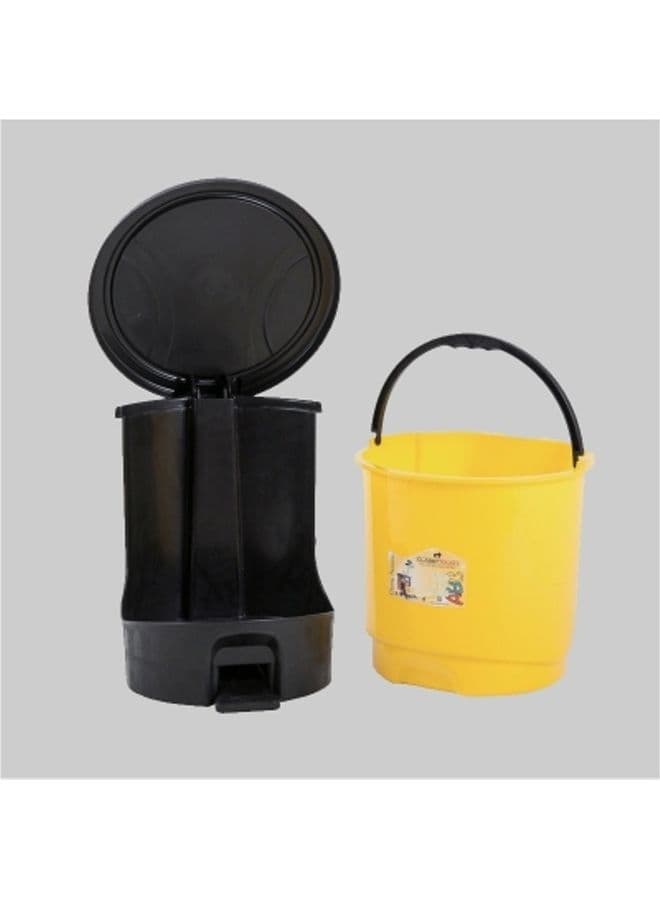 Rectangular Padel Garbage Dustbin With Lid Yellow/Black 8.5Liters