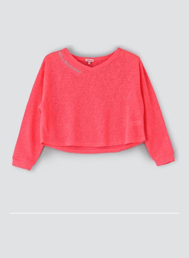 Plain Casual Sweater Neon Pink