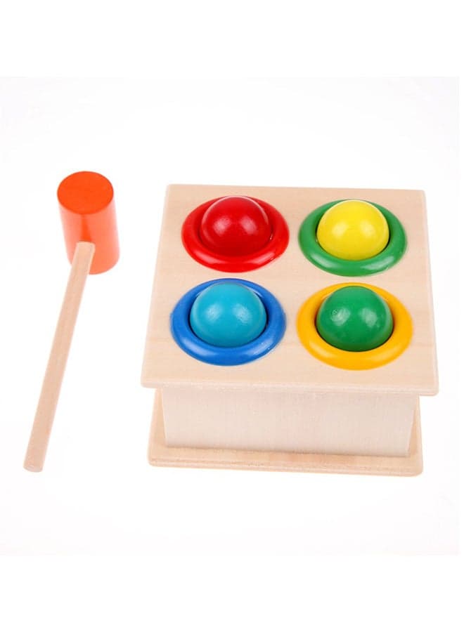 Wooden Hammering Game Box With Balls Sturdy, Durable Multicolored Toy For Kids