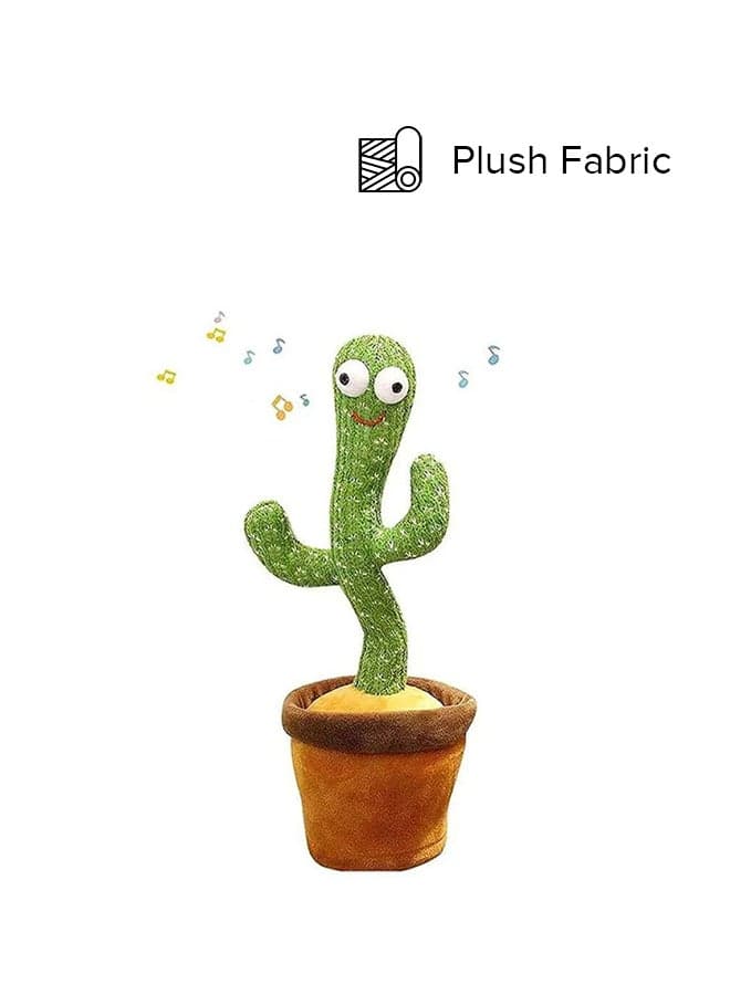 Electric Dancing Plant Cactus Plush Stuffed Toy -Green/Brown With Music For Kids 32 x 27 x 11.5cm