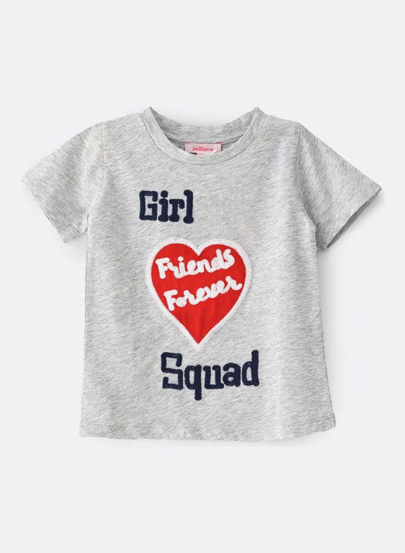 Round Neck Knit Top Light Grey Melange — 3-4Y