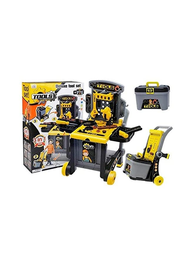 3-In-1 Portable Lightweight Compact Pretend Deluxe Tool Luggage Set For Kids