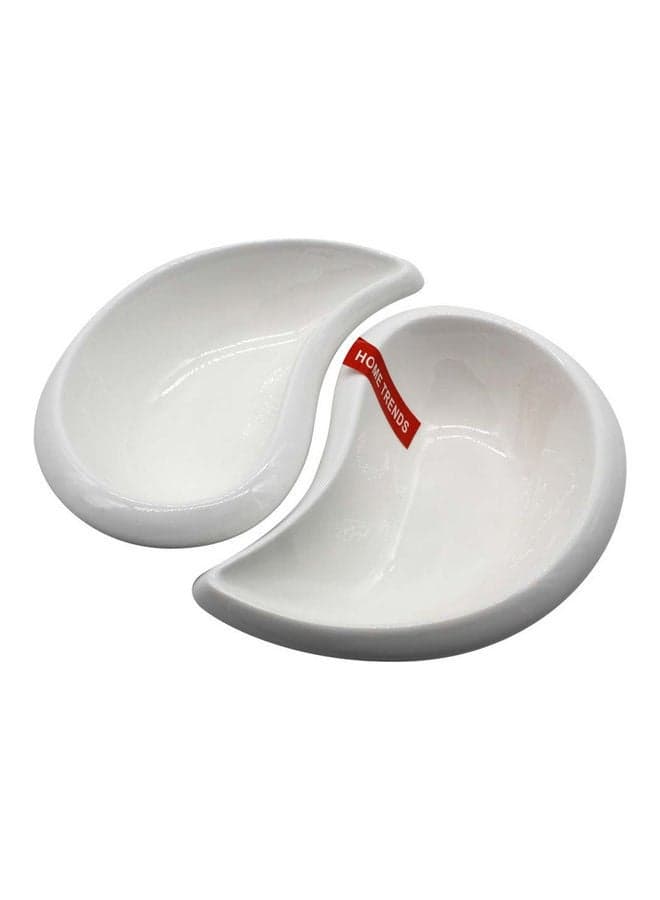 2-Piece Ceramic Dish Set White 9.25inch