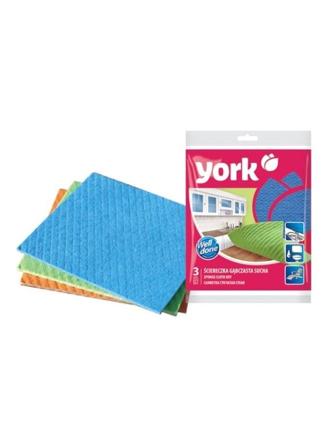 3-Piece Sponge Cloth Multicolour 1.7x2.2x0.3cm