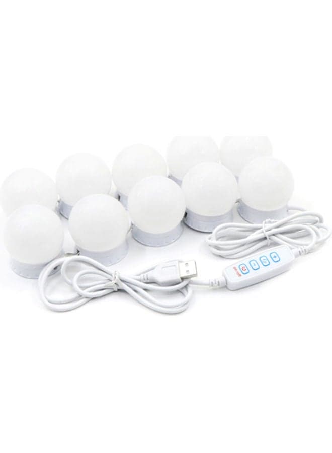 Vanity LEDs Mirror Lights Kit with 10 Bulbs and 3 Modes White 2.2 X 5.3 X 14.5cm