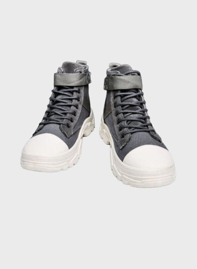 Casual Lace-Up High Top Sneakers Grey