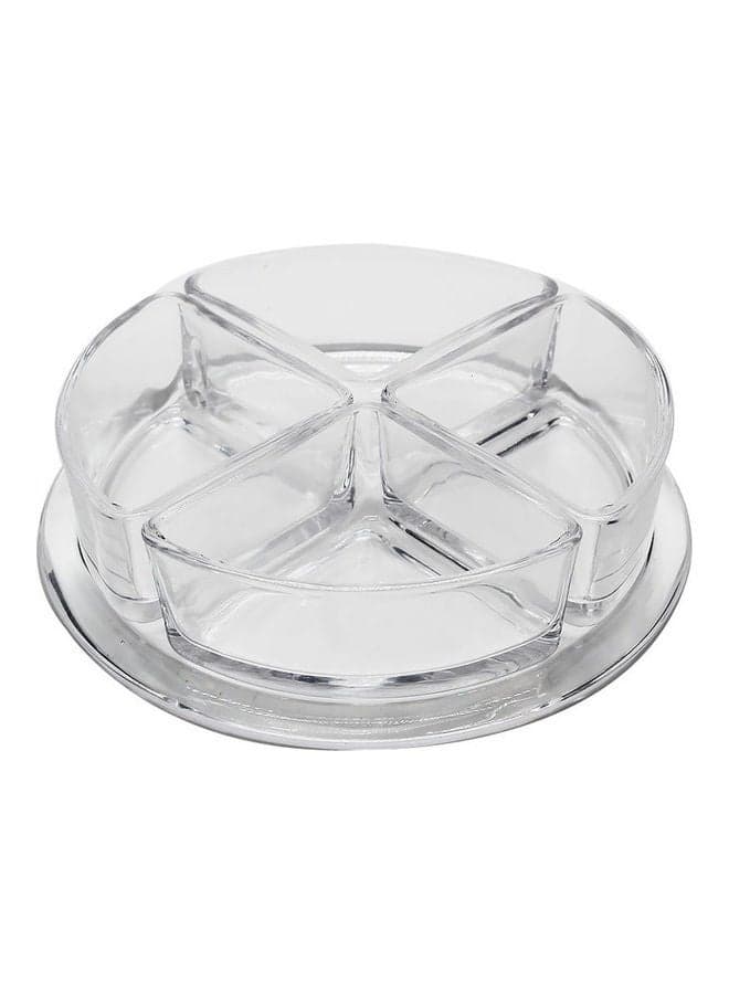 Round Dish With 4 Divisions Clear 20x20x5.5cm