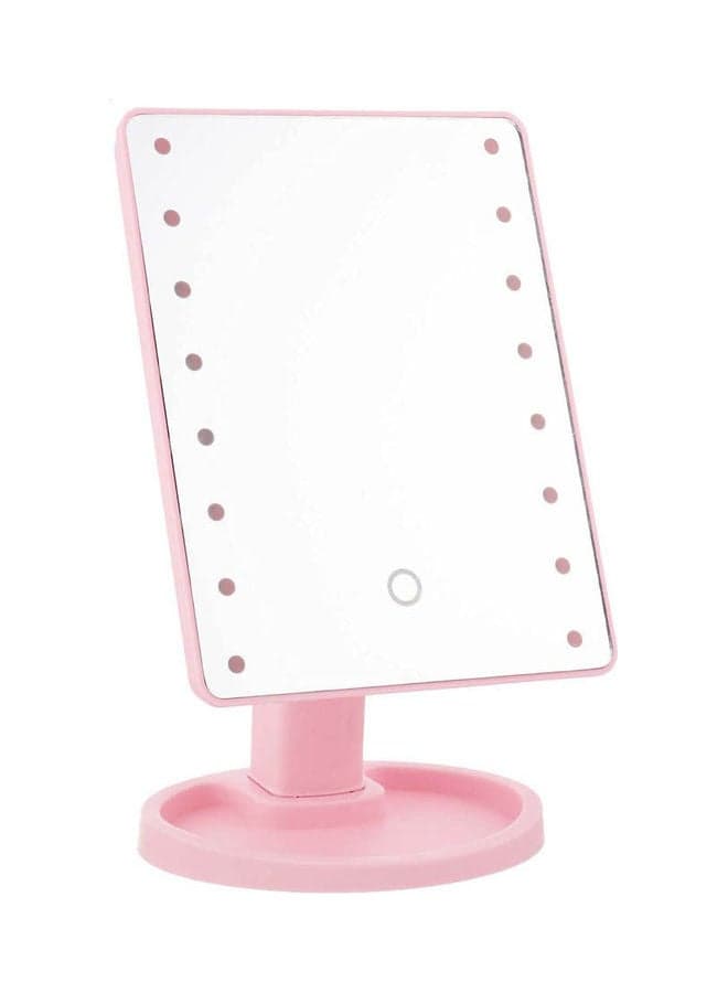 Makeup Mirror With Stand And Led Light Pink