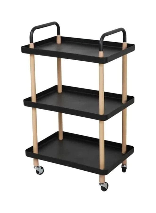 3-Tier Storage Trolley Black 50x34x84cm