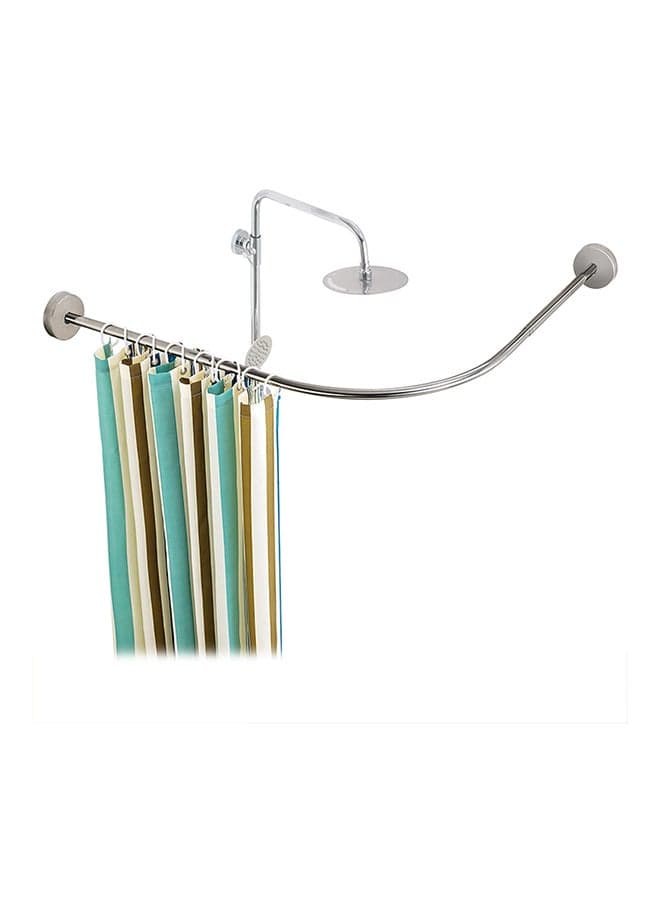 Punch-Free Shower Curtain Rod Set Silver 75x8x5cm