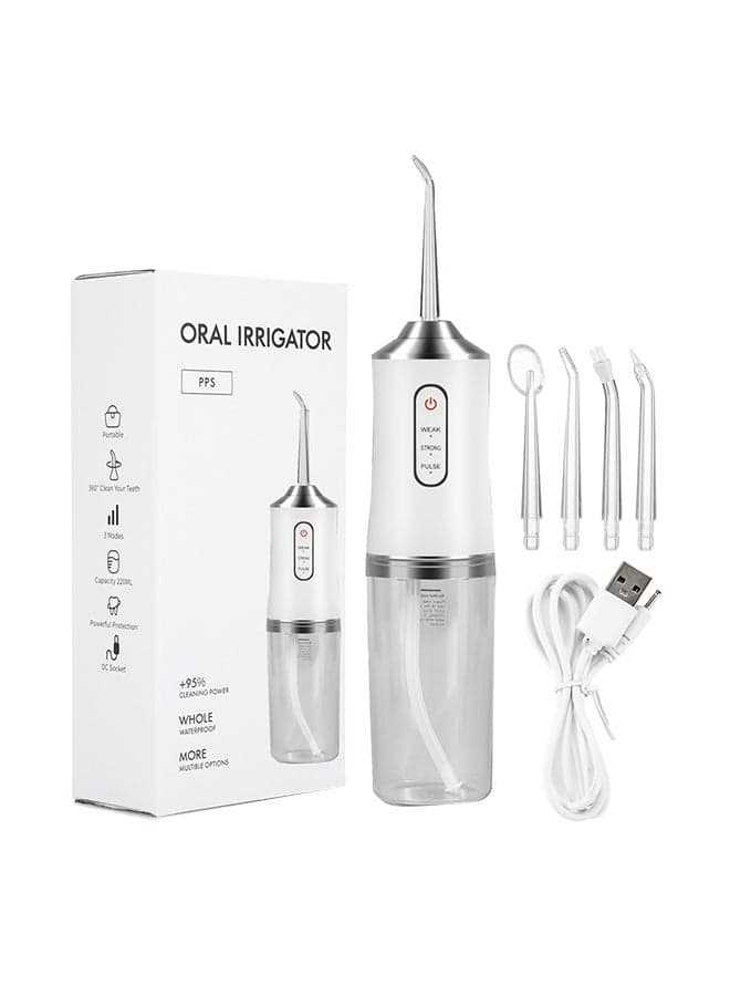 3-Speed Electric Dental Flusher 6 Nozzles White 21x12x5.8cm