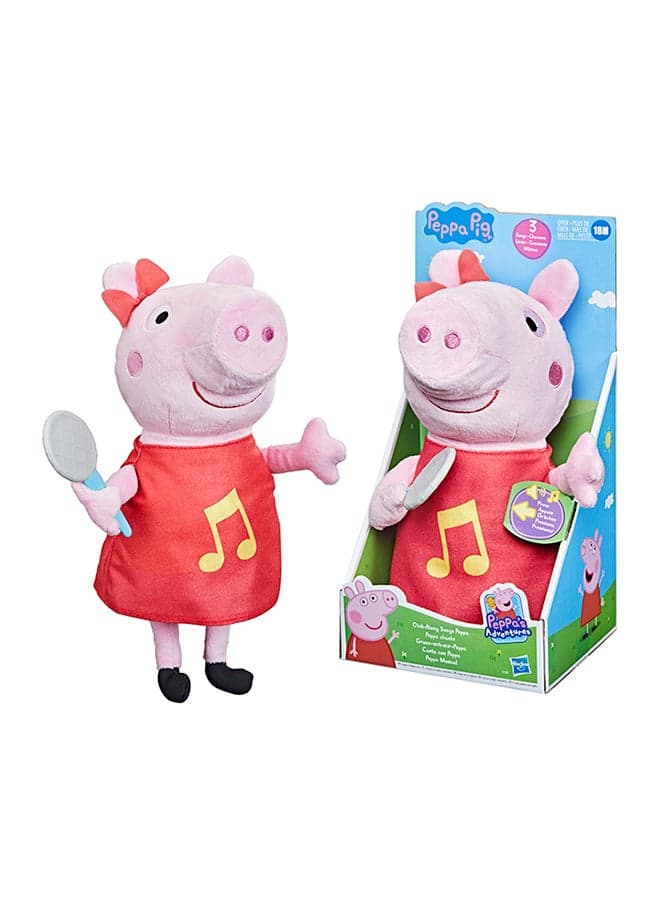 Peppa Oink-Along Songs Peppa Singing Plush Doll with Sparkly Red Dress and Bow, Sings 3 Songs Inspired by the TV Series, Ages 3 and up