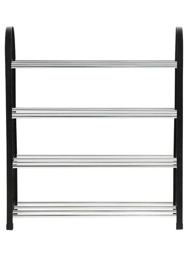 4 Tiers Shoe Racks Standing Shoe Rack Slippers Shelf Plastic Black 50x19x42cm
