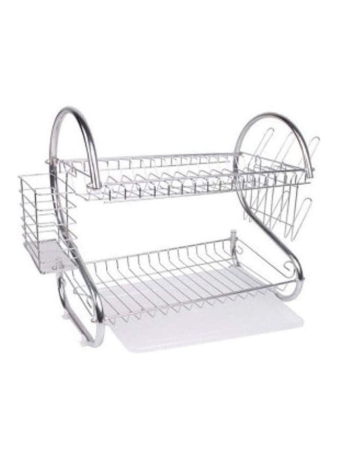 2 Layer Dish Drainer Steel Silver